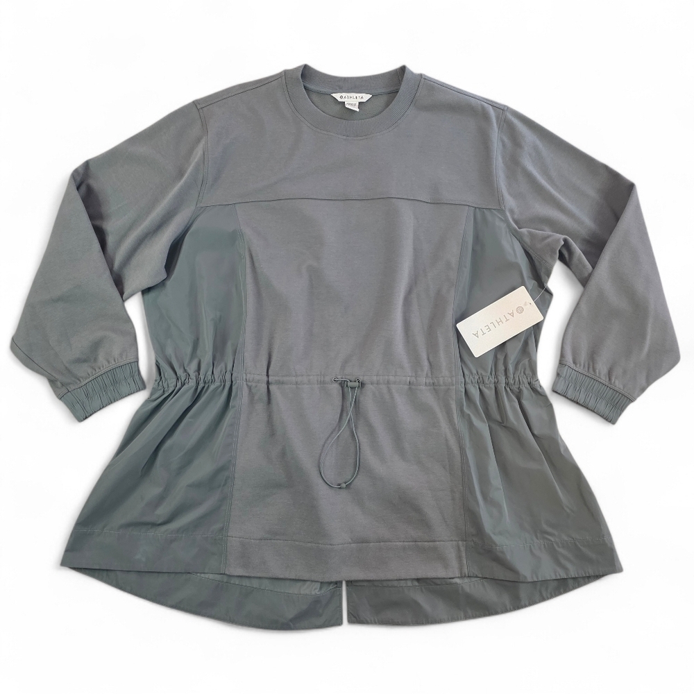 Athleta Triumph Hybrid Crewneck Sweatshirt 1X Sage Green NWT Athleisure